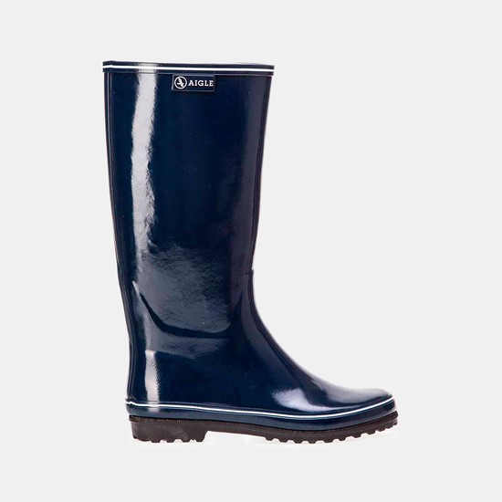 Aigle The Classic And Feminine Patent Rain Boots Women Navy ZA-69548